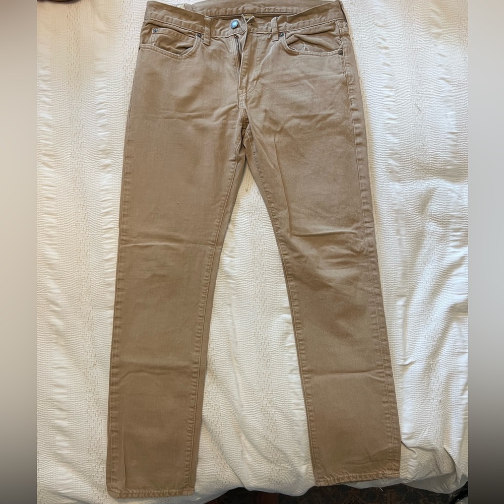 J Crew 484 Slim Jean 32 W x 32 L khaki color